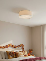 Dumora Drum Flush Mount Ceiling Light - Linen Shade Modern Elegance